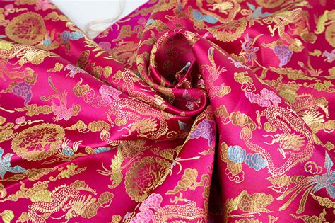 Wholesale Fabric: Chinese Brocade Dragons Pink/Gold » Fabric 